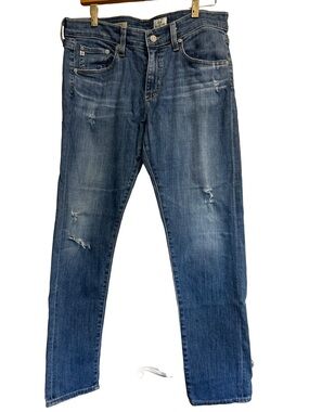 AG Adriano Goldschmied Nolan Distressed Cropped Jeans 17 Year Glass Mtn 29